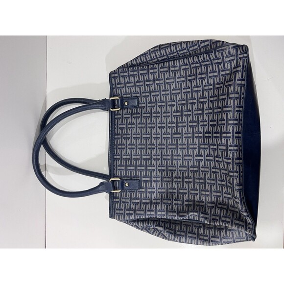 Tommy Hilfiger Women's Navy Blue & Gray Logo Tote Bag Handbag Purse - Picture 8 of 11